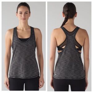 lululemon glide and stride gray tank top with bra